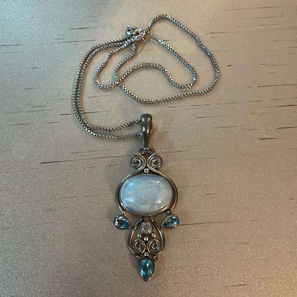 Blue stone and gem necklace